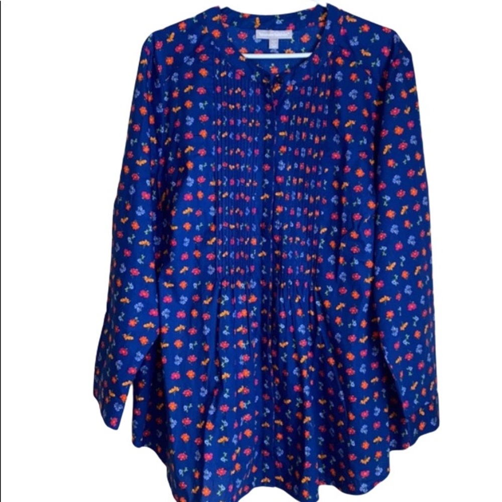 Woman Within Blue Floral Tunic Top Sz 1X